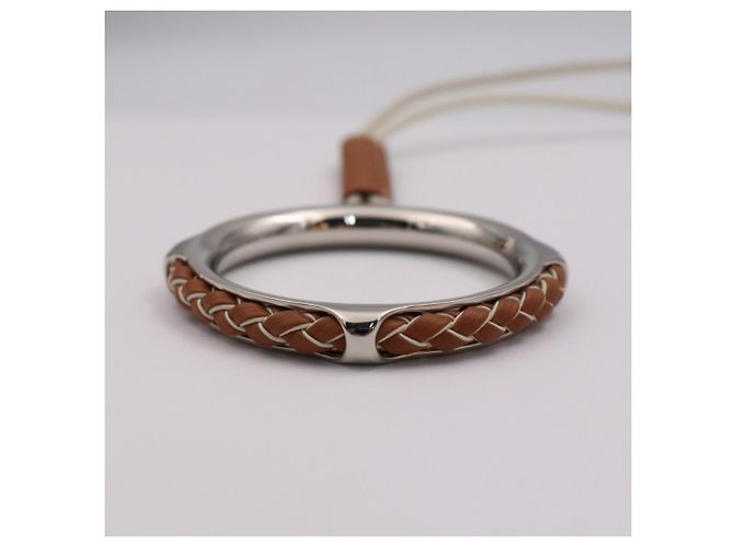 Hermès Collar Tresse HERMES Kyoto Castaño Blanco - vista 4