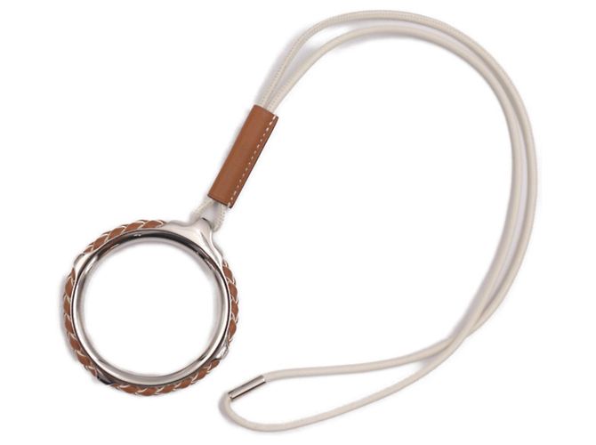 Hermès Collar Tresse HERMES Kyoto Castaño Blanco - vista 5