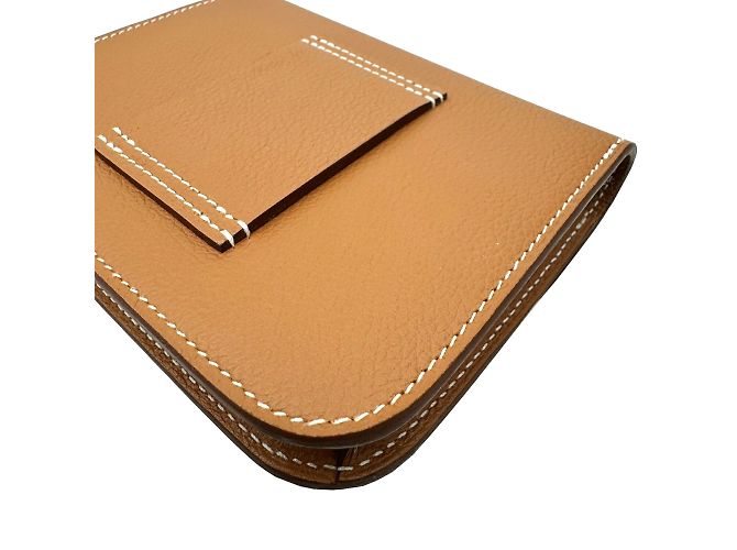 Monedero Constance de Hermès Castaño Dorado - vista 5