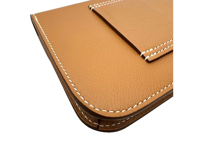 Monedero Constance de Hermès Castaño Dorado - vista 6
