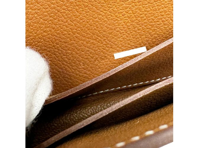 Monedero Constance de Hermès Castaño Dorado - vista 9