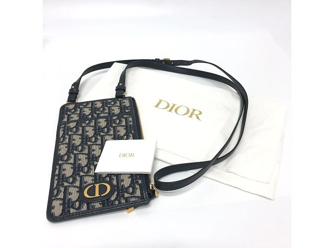 Borsa a spalla in tessuto blu navy Christian Dior - vista 15