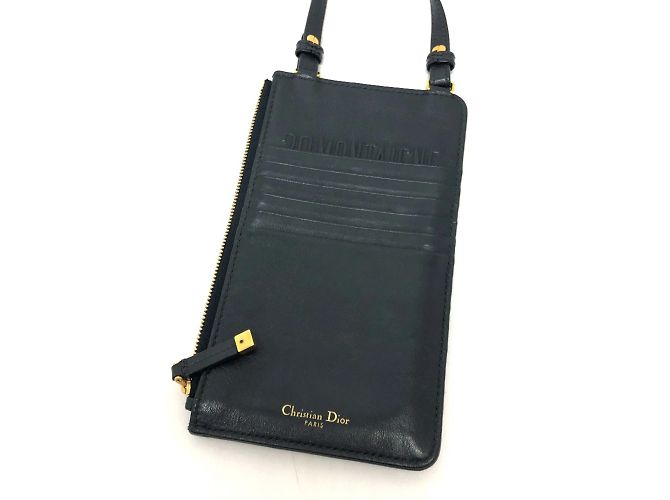 Borsa a spalla in tessuto blu navy Christian Dior - vista 2