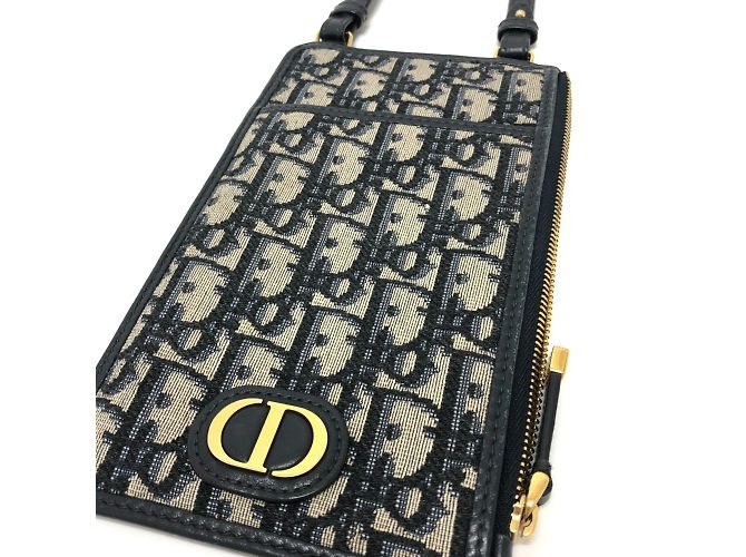 Borsa a spalla in tessuto blu navy Christian Dior - vista 3