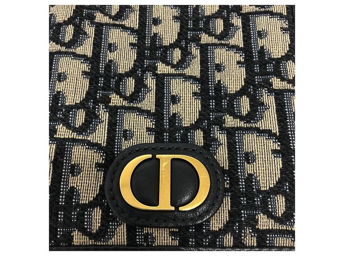 Borsa a spalla in tessuto blu navy Christian Dior - vista 4