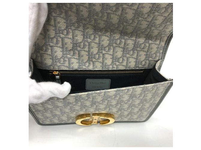 Borsa a spalla in pelle grigia Christian Dior Marrone - vista 13