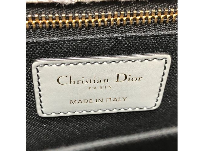 Borsa a spalla in pelle grigia Christian Dior Marrone - vista 16