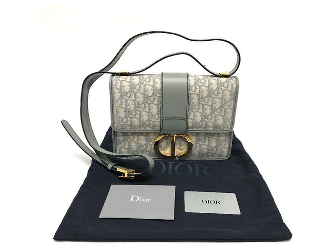 Borsa a spalla in pelle grigia Christian Dior Marrone - vista 17