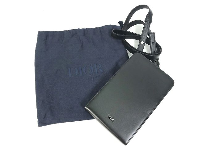 Borsa a spalla in pelle nera Christian Dior Nero - vista 15