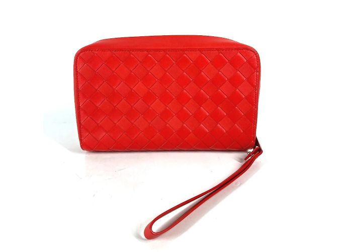 Clutch in pelle rossa Bottega Veneta - vista 2