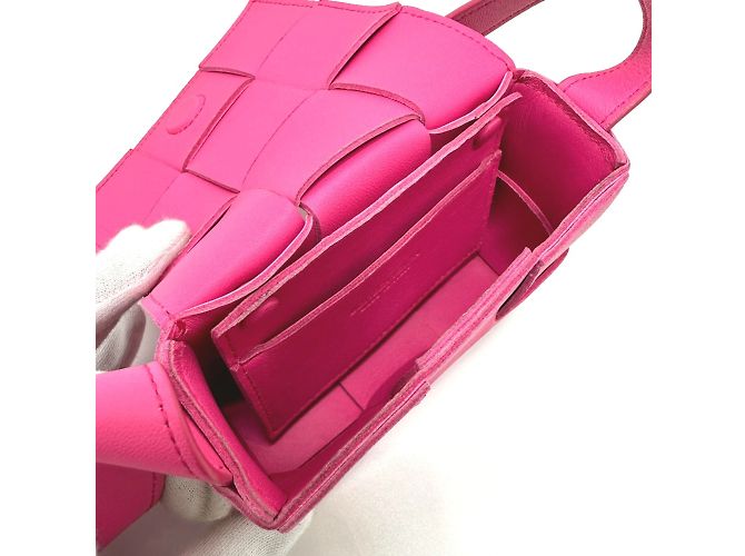 Borsa a spalla in pelle rosa Bottega Veneta - vista 11