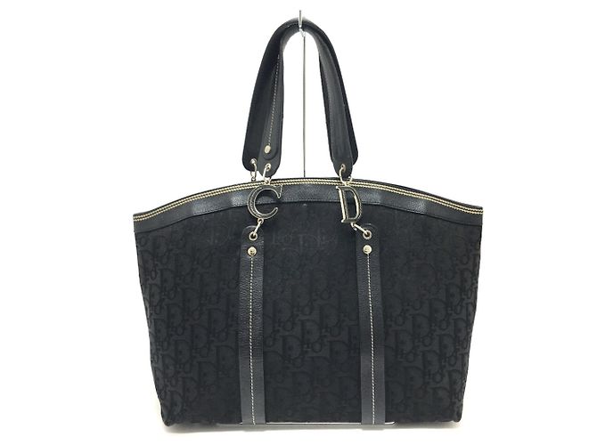 Christian Dior Tote Bag mit schwarzer Blumenstickerei - Ansicht 2