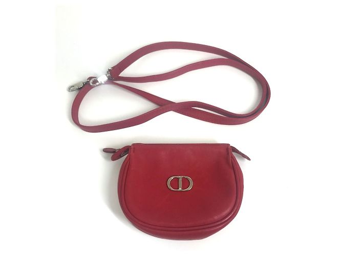 Borsa a spalla in pelle rossa Christian Dior Rosso - vista 16