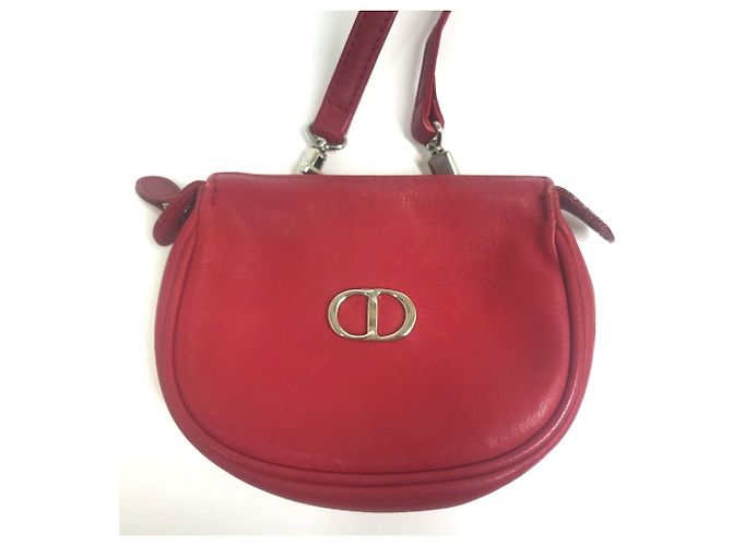 Borsa a spalla in pelle rossa Christian Dior Rosso - vista 2