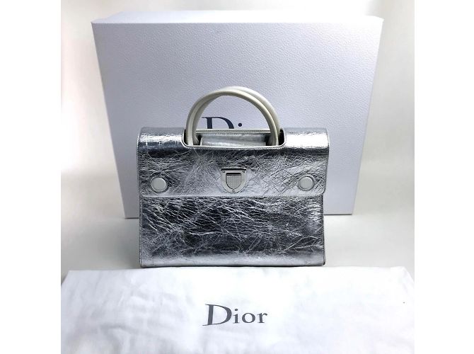 Borsa a mano metallica argento Christian Dior - vista 5