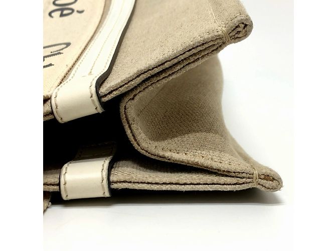 Borsa tote Chloé in tessuto beige - vista 11