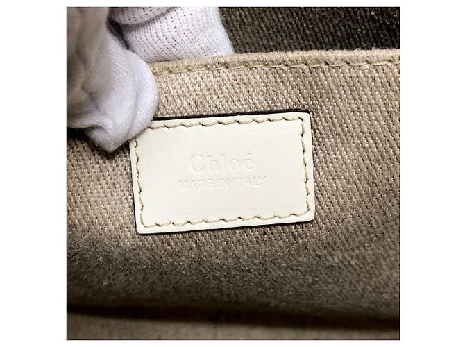 Borsa tote Chloé in tessuto beige - vista 16