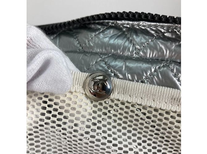 Borsa a spalla in tessuto bianco Chanel - vista 10