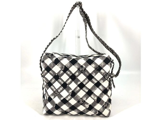Borsa a spalla in tessuto bianco Chanel - vista 4