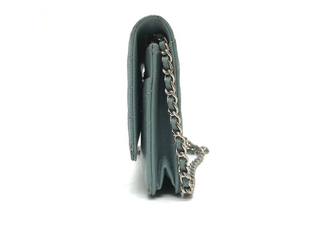 Borsa a spalla in pelle blu Chanel - vista 3