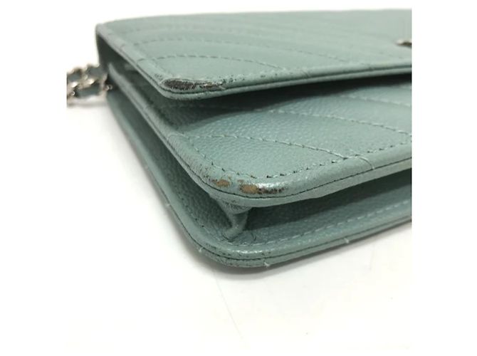 Borsa a spalla in pelle blu Chanel - vista 5