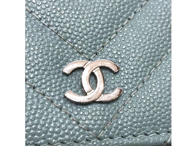 Borsa a spalla in pelle blu Chanel - vista 8