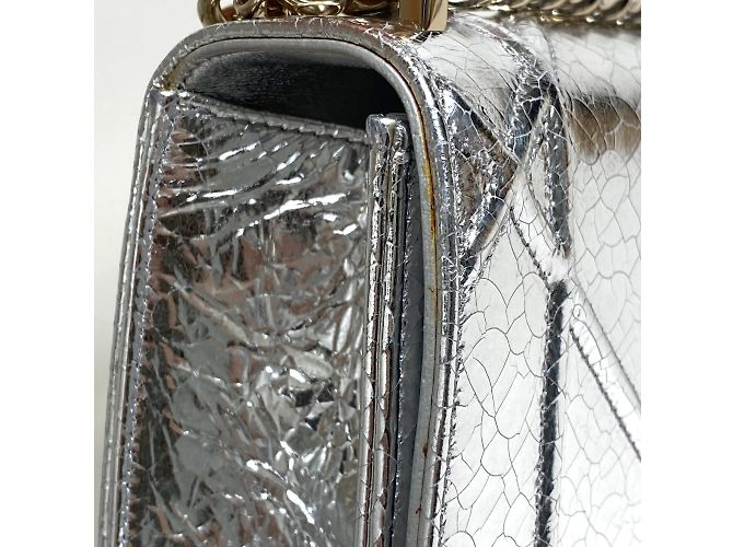 Borsa a spalla in pelle argento Christian Dior - vista 5
