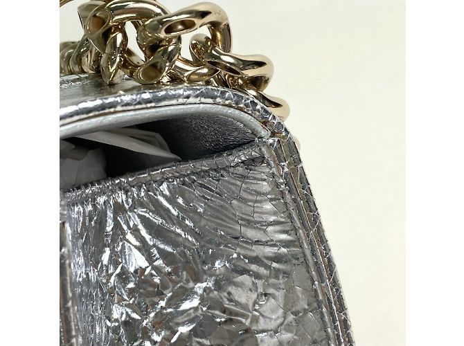 Borsa a spalla in pelle argento Christian Dior - vista 6