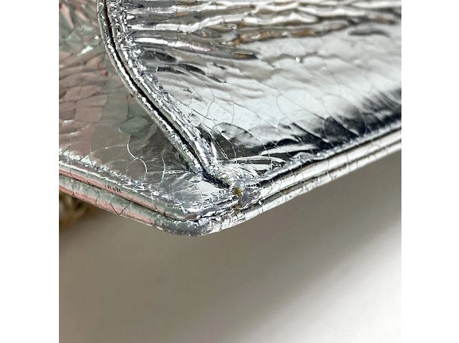 Borsa a spalla in pelle argento Christian Dior - vista 7