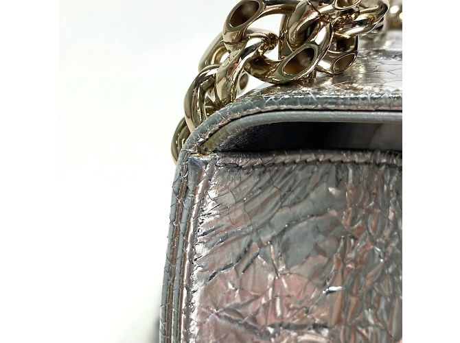 Borsa a spalla in pelle argento Christian Dior - vista 8