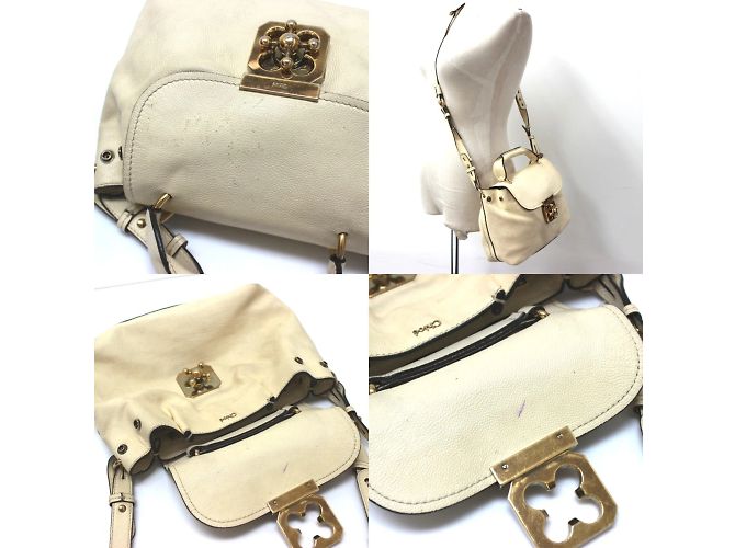 Borsa a spalla in pelle beige Chloé - vista 14