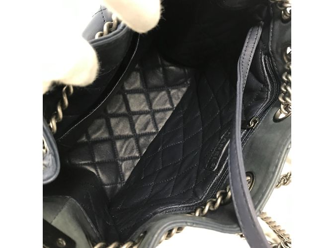 Borsa a spalla in pelle blu Chanel - vista 11