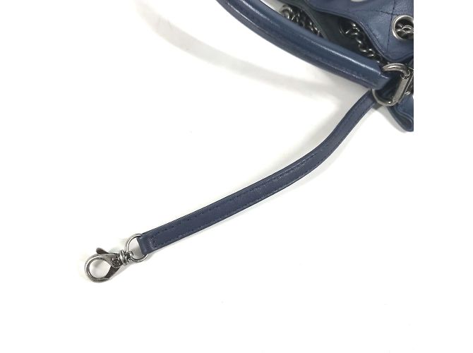 Borsa a spalla in pelle blu Chanel - vista 12