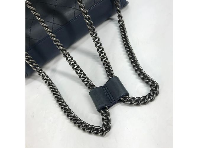 Borsa a spalla in pelle blu Chanel - vista 13