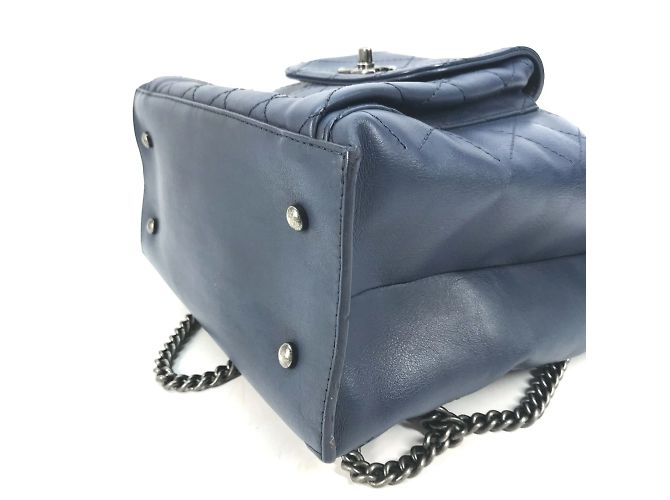 Borsa a spalla in pelle blu Chanel - vista 6