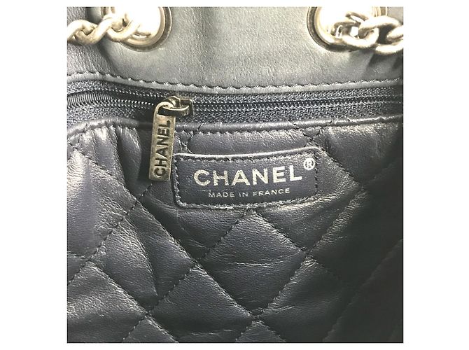 Borsa a spalla in pelle blu Chanel - vista 9