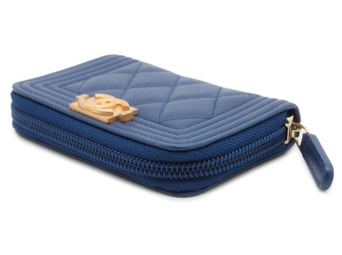 Boy Monedero de piel de cordero Chanel Azul - vista 2