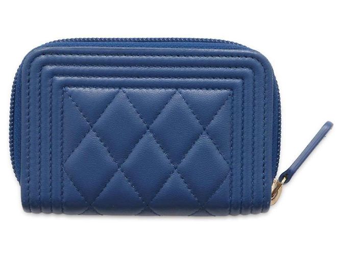 Boy Monedero de piel de cordero Chanel Azul - vista 3