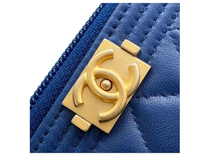 Boy Monedero de piel de cordero Chanel Azul - vista 6