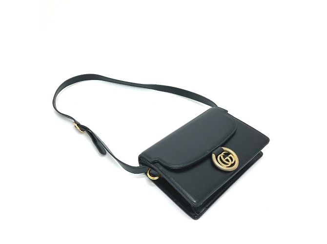 Borsa a spalla in pelle nera GG Marmont 589474 di Gucci Nero - vista 11