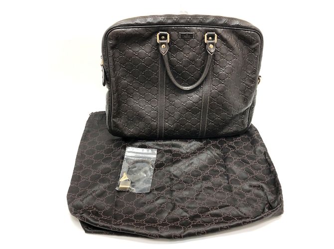 Gucci 201480 Sima Line Valigetta in Pelle Marrone - vista 16