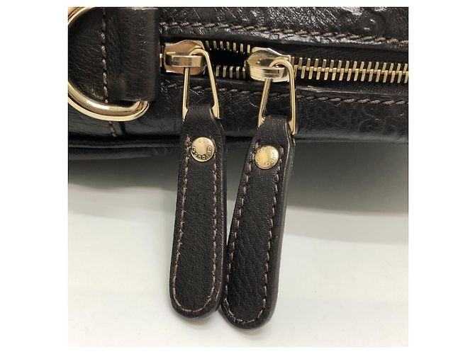 Gucci 201480 Sima Line Valigetta in Pelle Marrone - vista 7