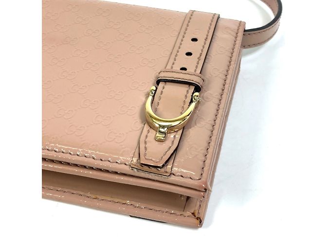 Borsa a spalla in pelle verniciata beige Gucci - vista 4