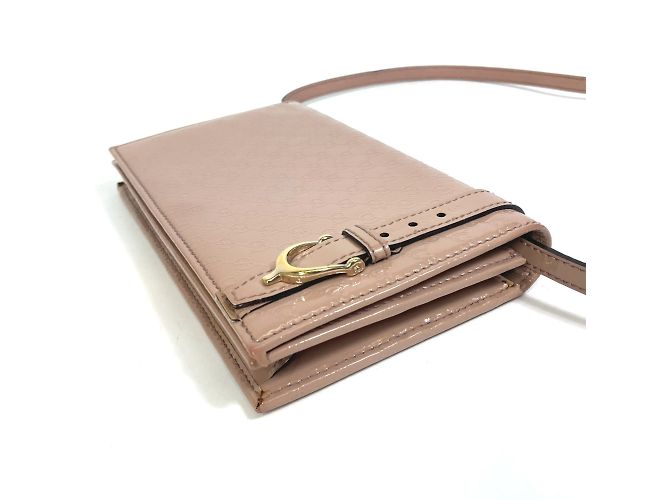 Borsa a spalla in pelle verniciata beige Gucci - vista 5