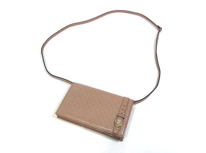 Borsa a spalla in pelle verniciata beige Gucci - vista 8
