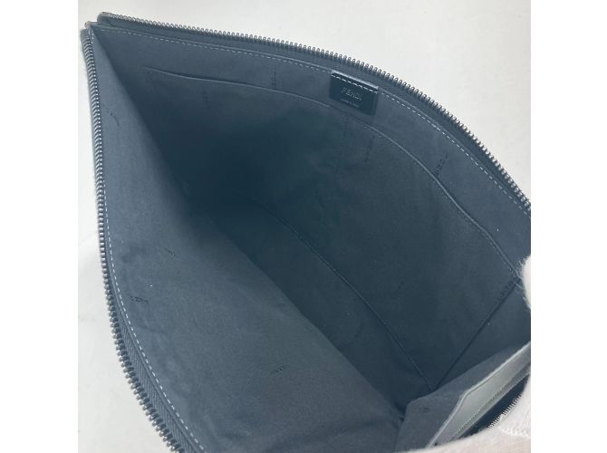 Pochette en cuir gris Fendi Marron - vue 10