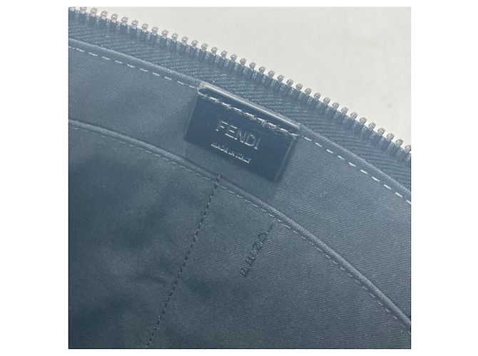 Pochette en cuir gris Fendi Marron - vue 11