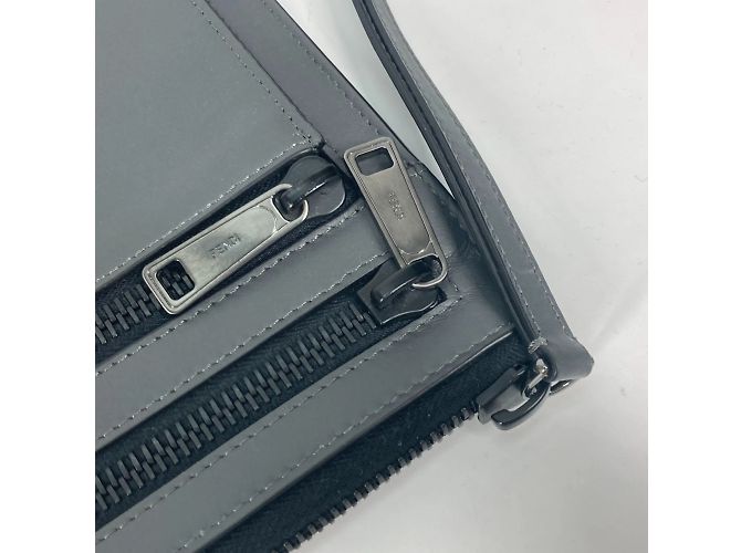 Pochette en cuir gris Fendi Marron - vue 6