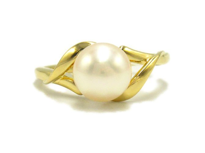 Bague en perles Mikimoto en or jaune - vue 2