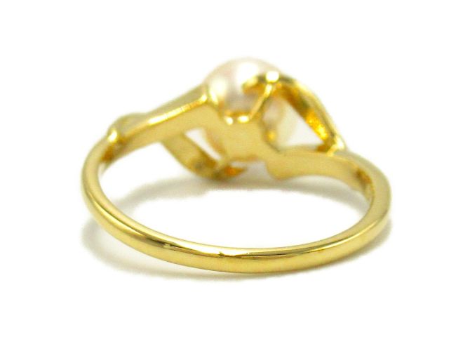 Bague en perles Mikimoto en or jaune - vue 3